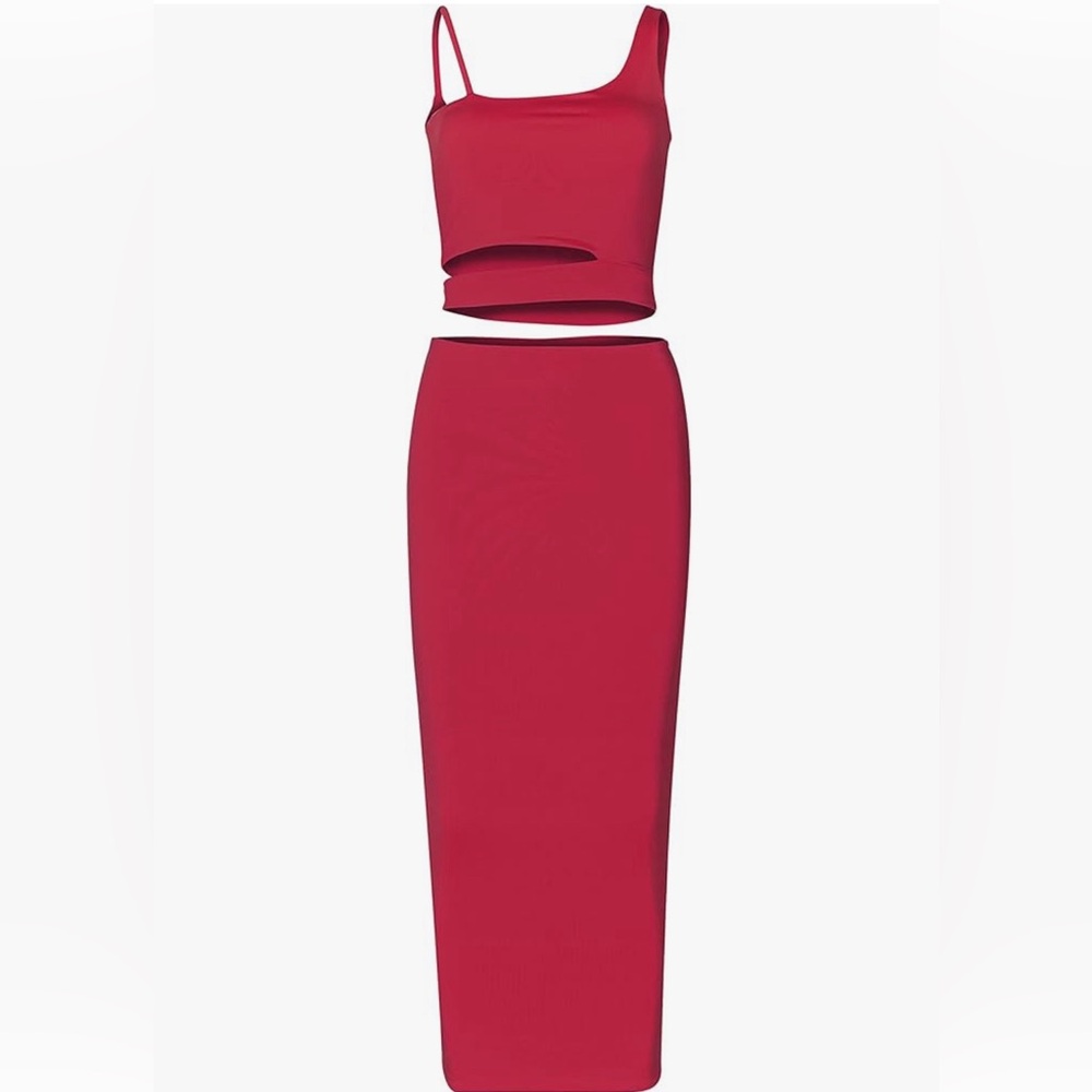 Merlot Red Two piece Maxi Skirt Set